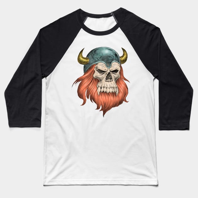 Viking Skull Baseball T-Shirt by Paul_Abrams